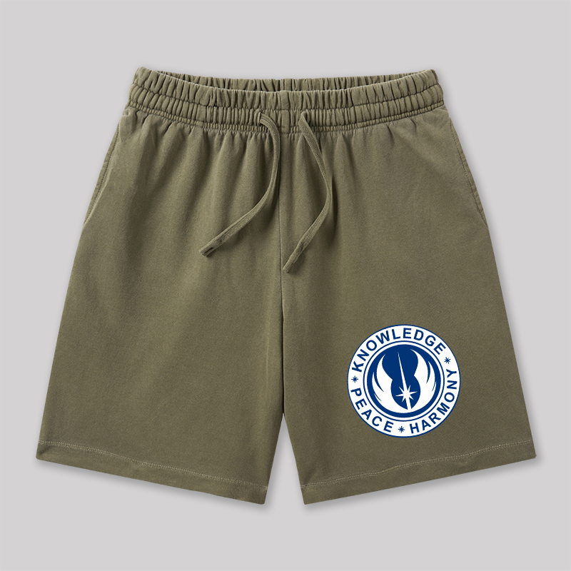 Peace Harmrmony Knowledge Geeky Washed Shorts