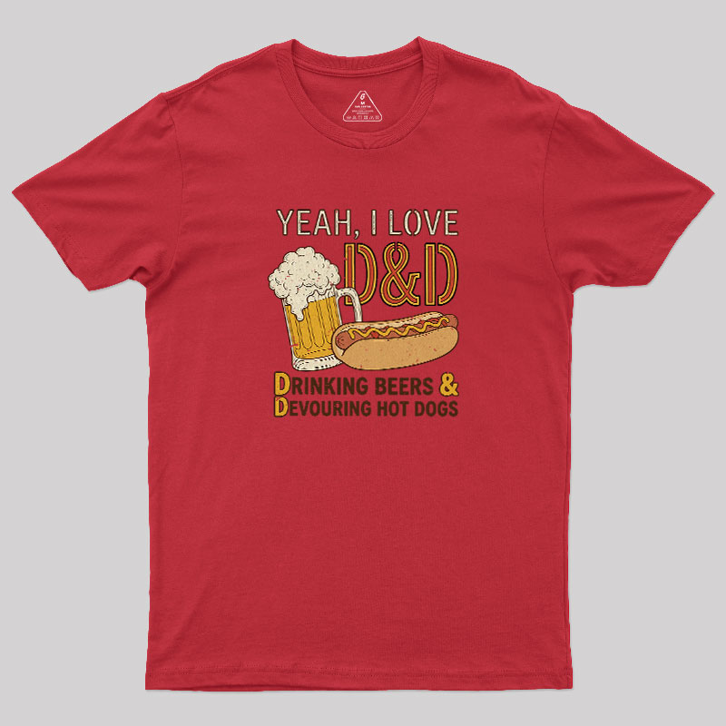 Drinking Beer Devouring Hot Dogs Geek T-Shirt