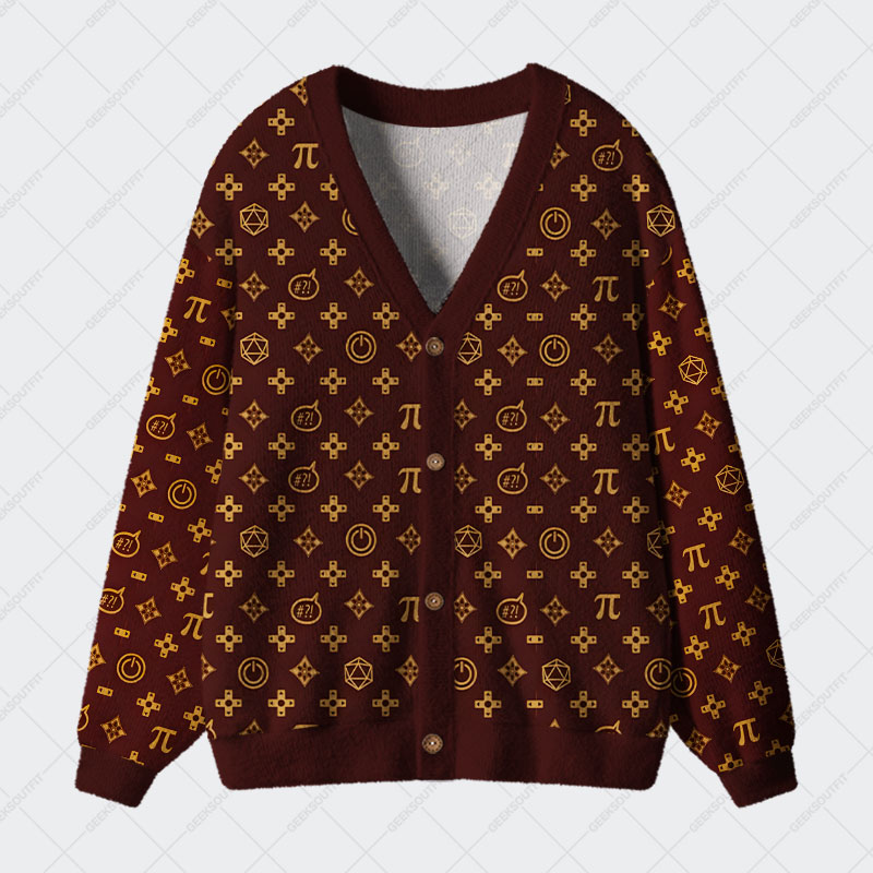 Math PI Dice  Brown Geek Ugly Cardigan Sweaters 