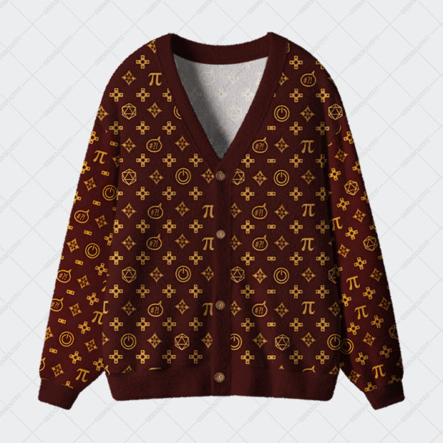 Math PI Dice  Brown Geek Ugly Cardigan Sweaters 