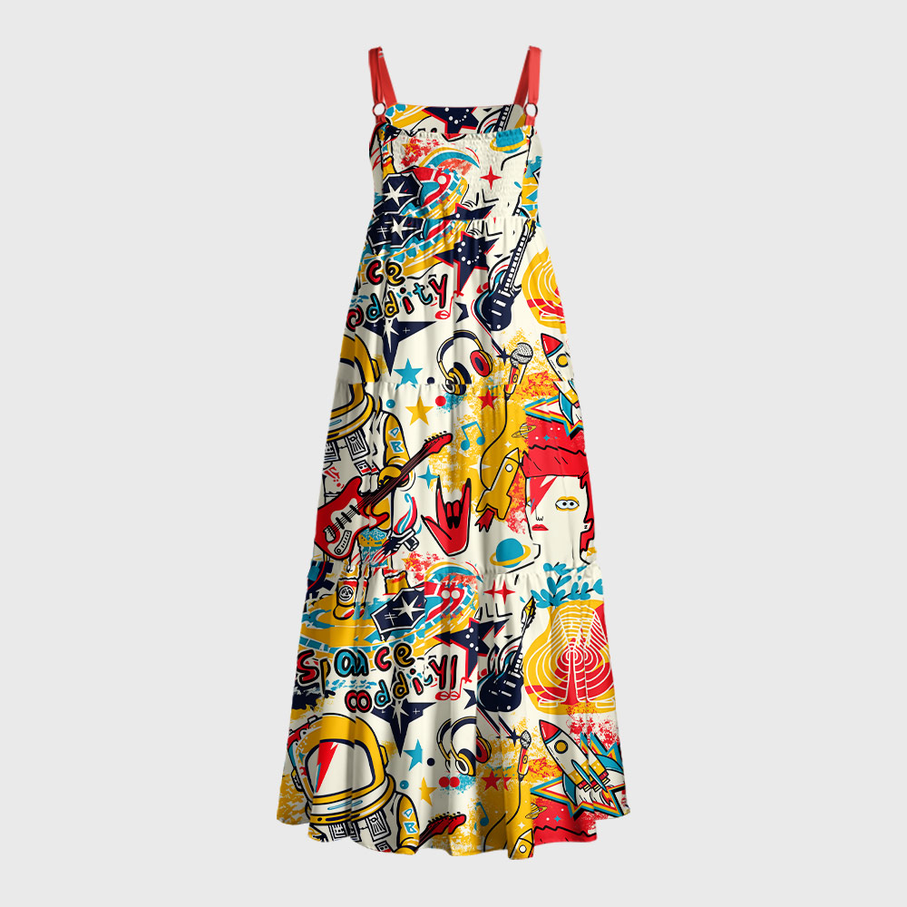 Space Oddity Geek Tiered Cami Maxi Dress