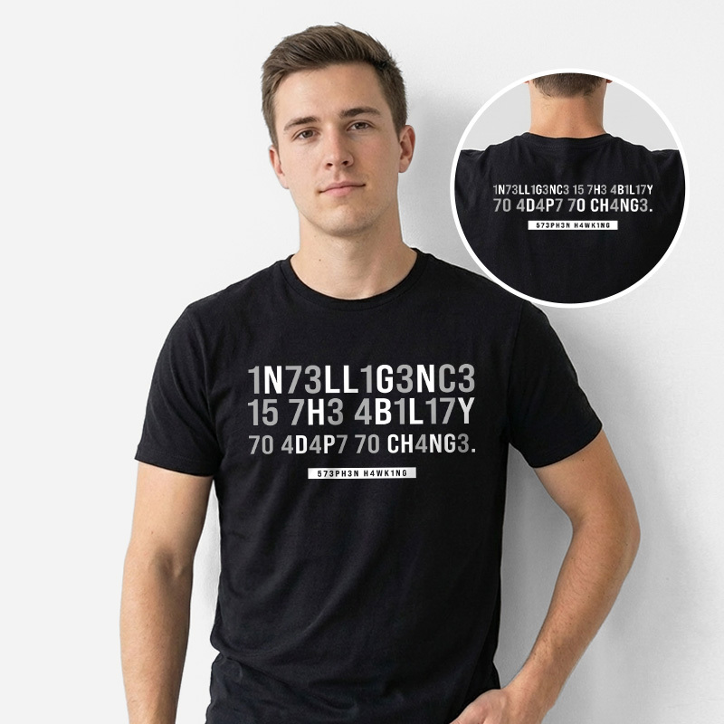 Intelligence-Stephen Hawking Science Nerd Front and Back Printed T-Shirt