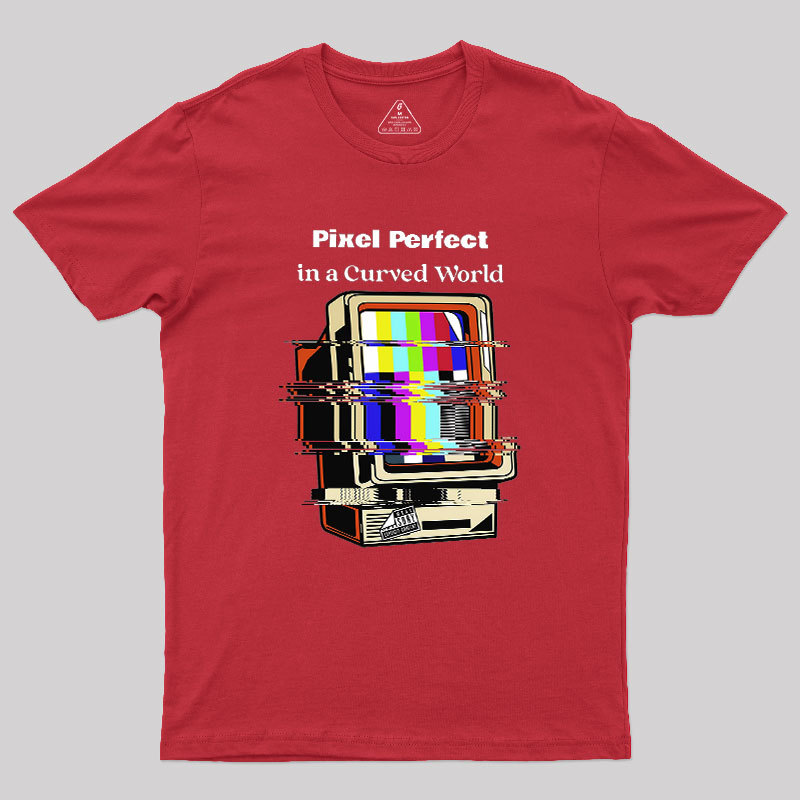 Pixel Perfect In A Curved World Geek T-Shirt