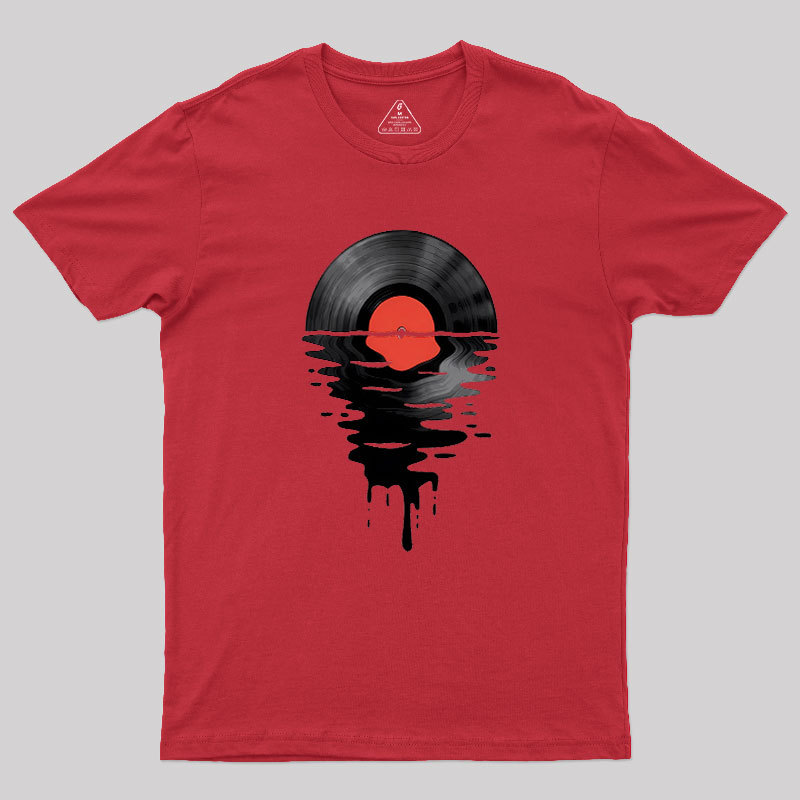 Vinyl LP Music Record Sunset Red Geek T-Shirt