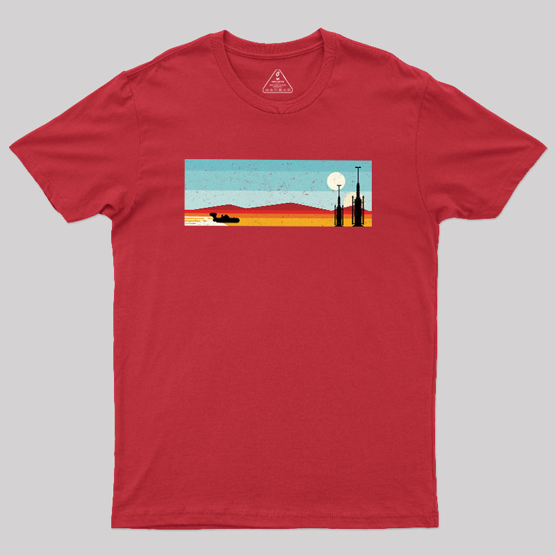 Desert Sunset Rocket Silhouette Geek T-Shirt