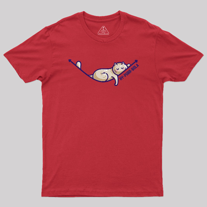 Hy-purr-bola Hyperbola Maths Cat Pun Geek T-Shirt