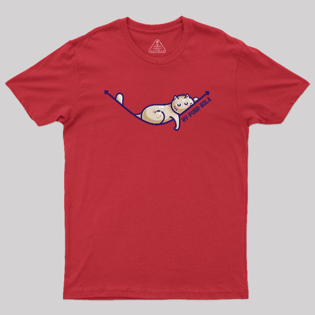 Hy-purr-bola Hyperbola Maths Cat Pun Geek T-Shirt