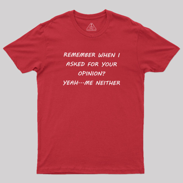 Remember When I Asked For Your Opinion Geek T-Shirt