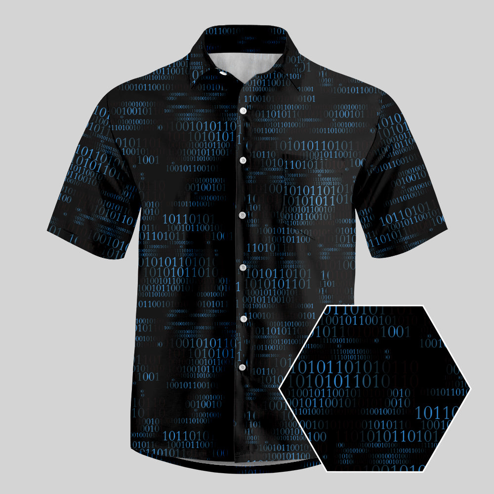 Binary Computer 1s and 0s Black Button Up Pocket Shirt