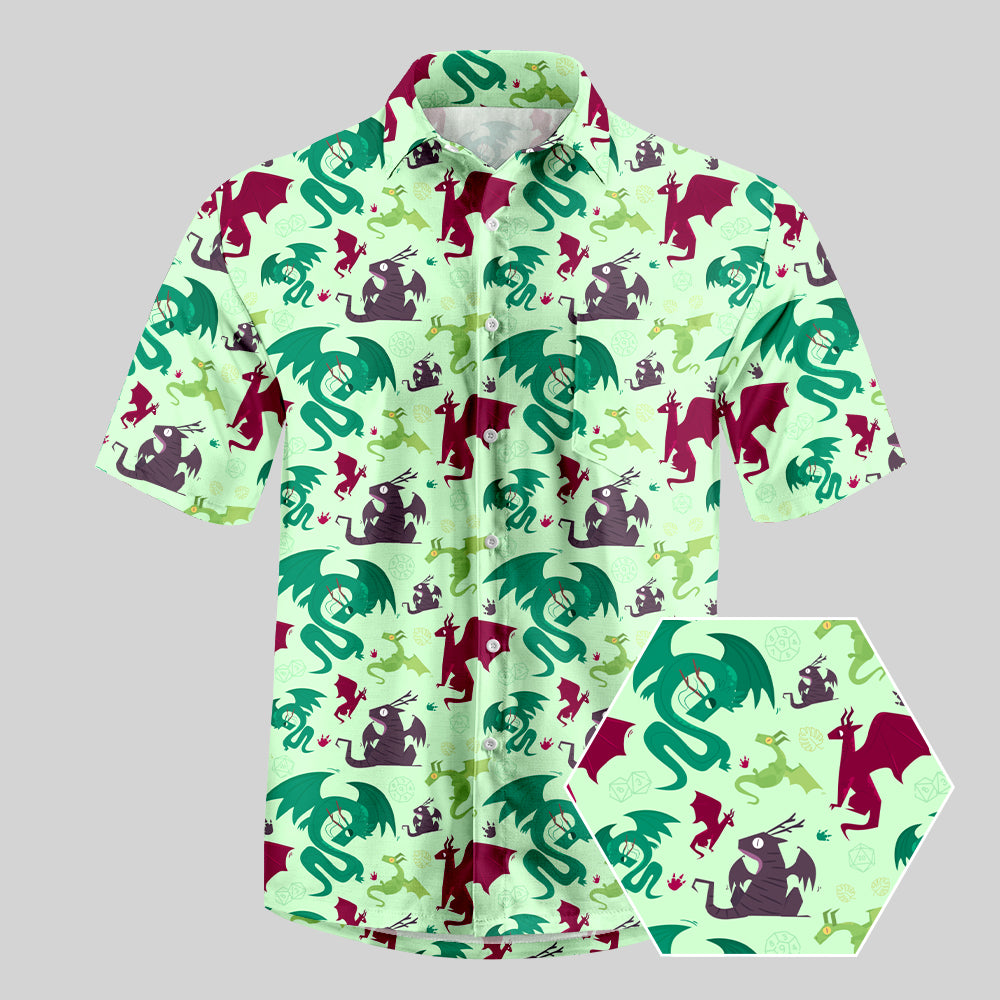 D&D Dragons Pistachio Green Button Up Pocket Shirt