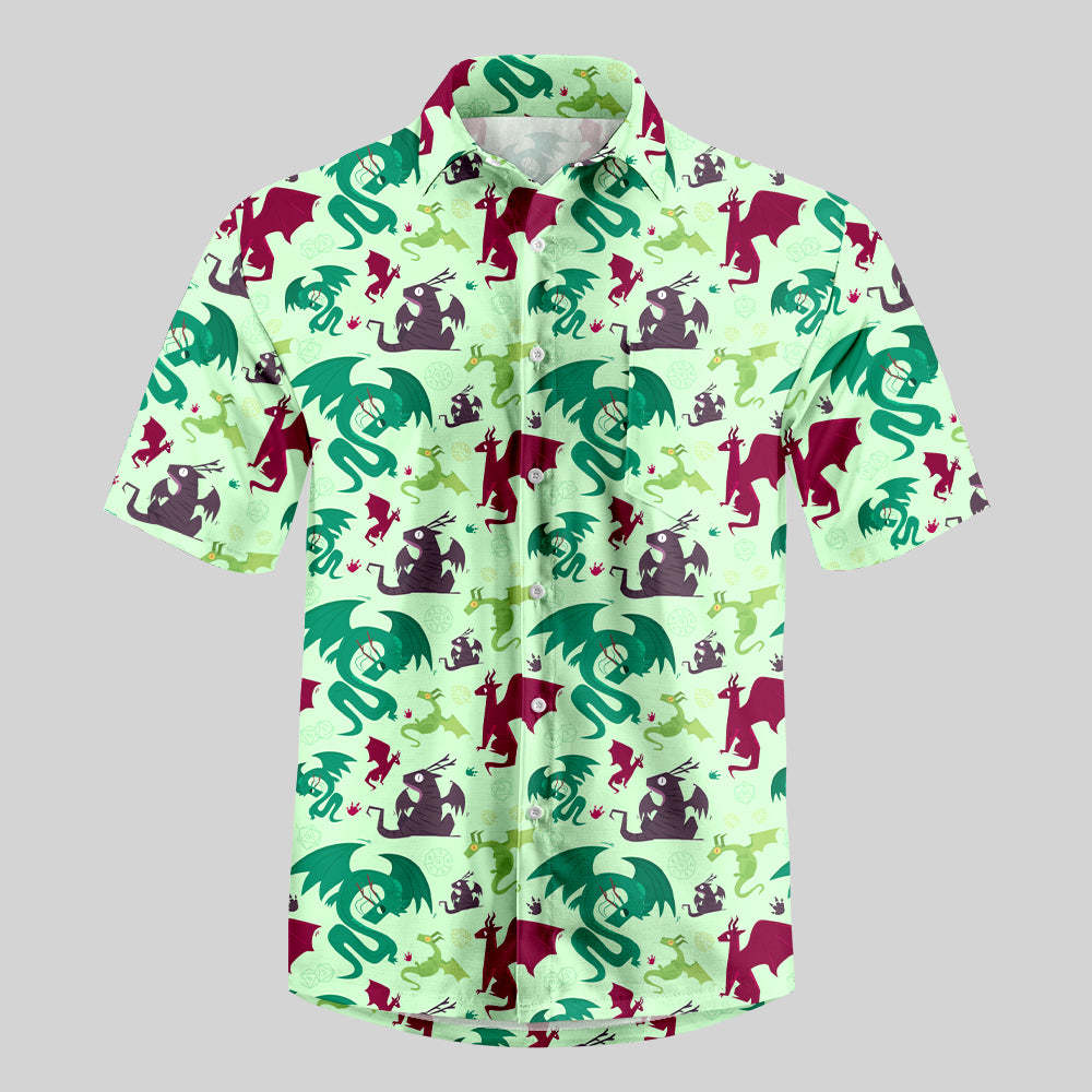D&D Dragons Pistachio Green Button Up Pocket Shirt
