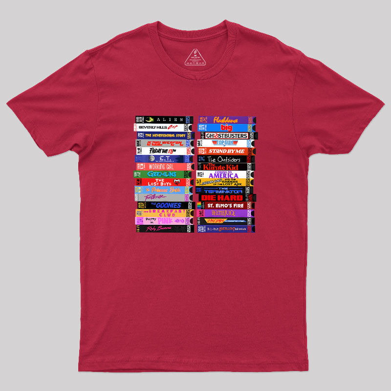 Retro 80s Movies VHS Stacks Geek T-Shirt