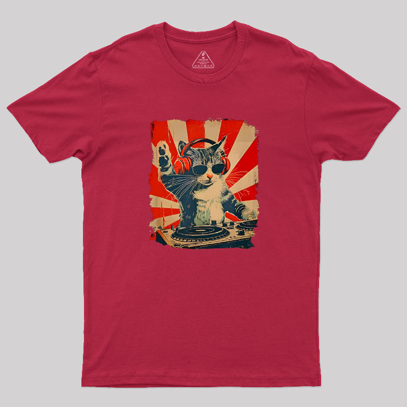 Rock Music Cat Vintage Geek T-Shirt