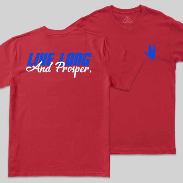 Live Long Front and Back Printed Geek T-Shirt