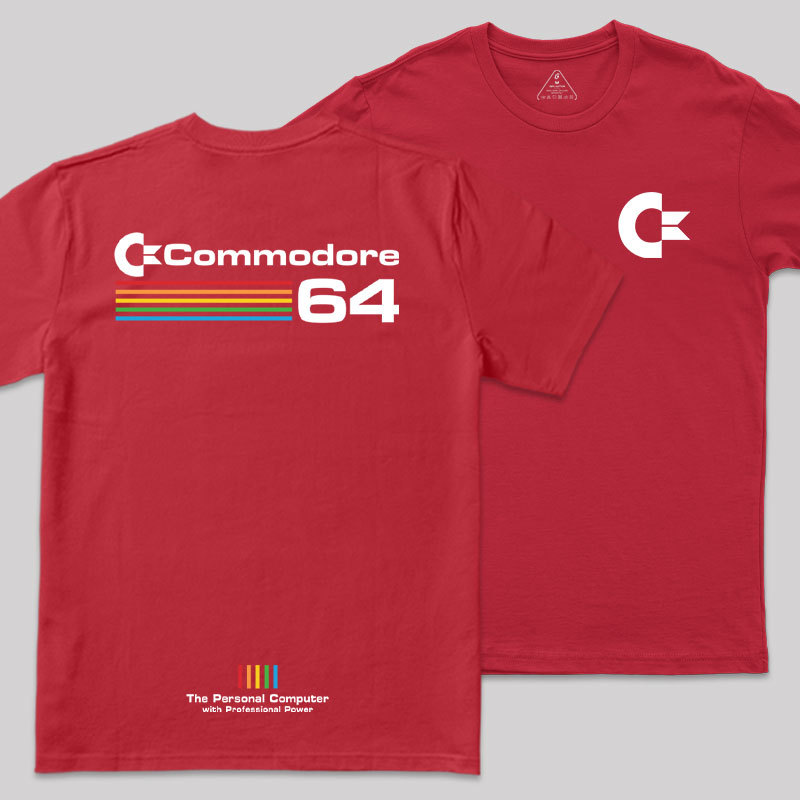 Commodore 64 White Front and Back Printing Geek T-Shirt