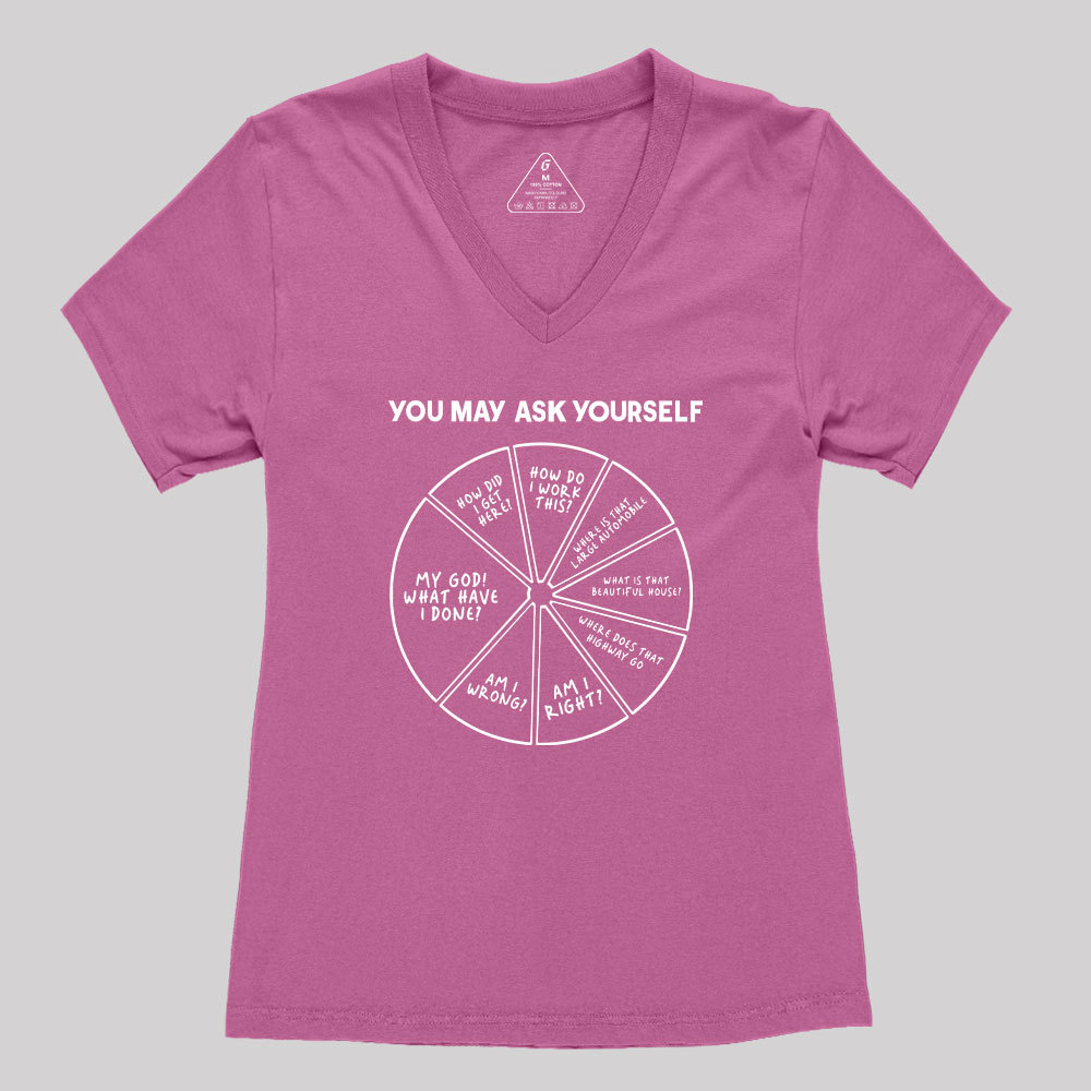 Geeksoutfit You May Ask Yourself Women's V-Neck T-shirt for Sale