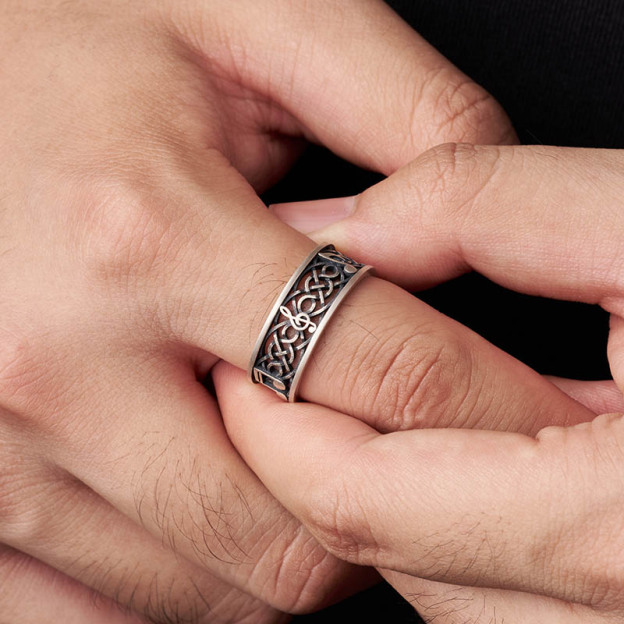 Love Music Geek Silver Band Ring