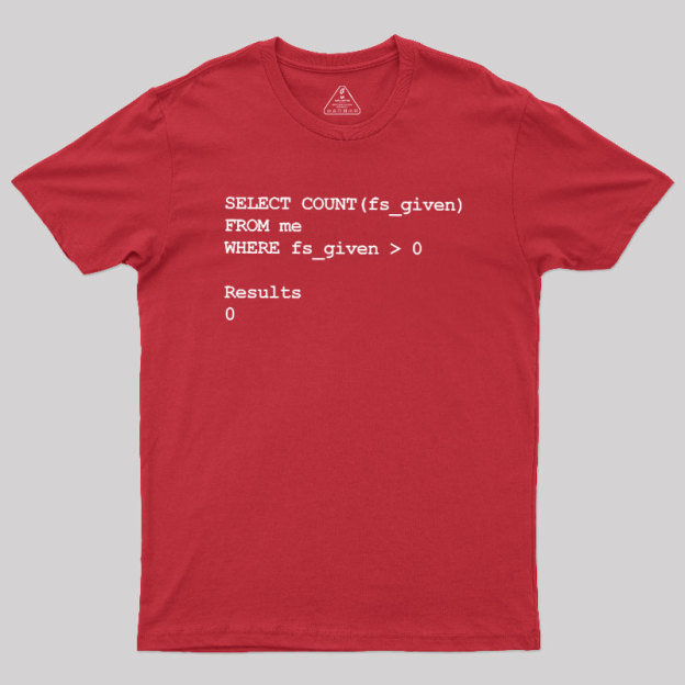 Funny SQL Programming Joke Geek T-Shirt
