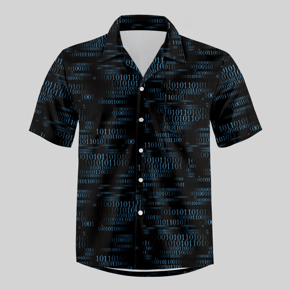 Binary Computer 1s and 0s Black Button Up Pocket Shirt