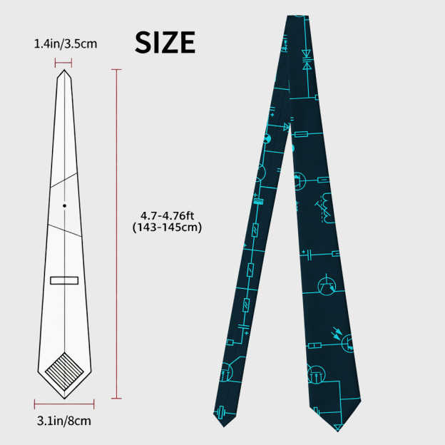 Electronic Components Arrow Dark Blue Geek Necktie