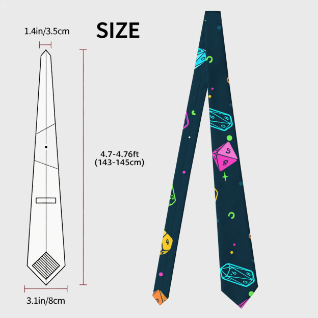 Colorful DND Dice RPG Geek Necktie