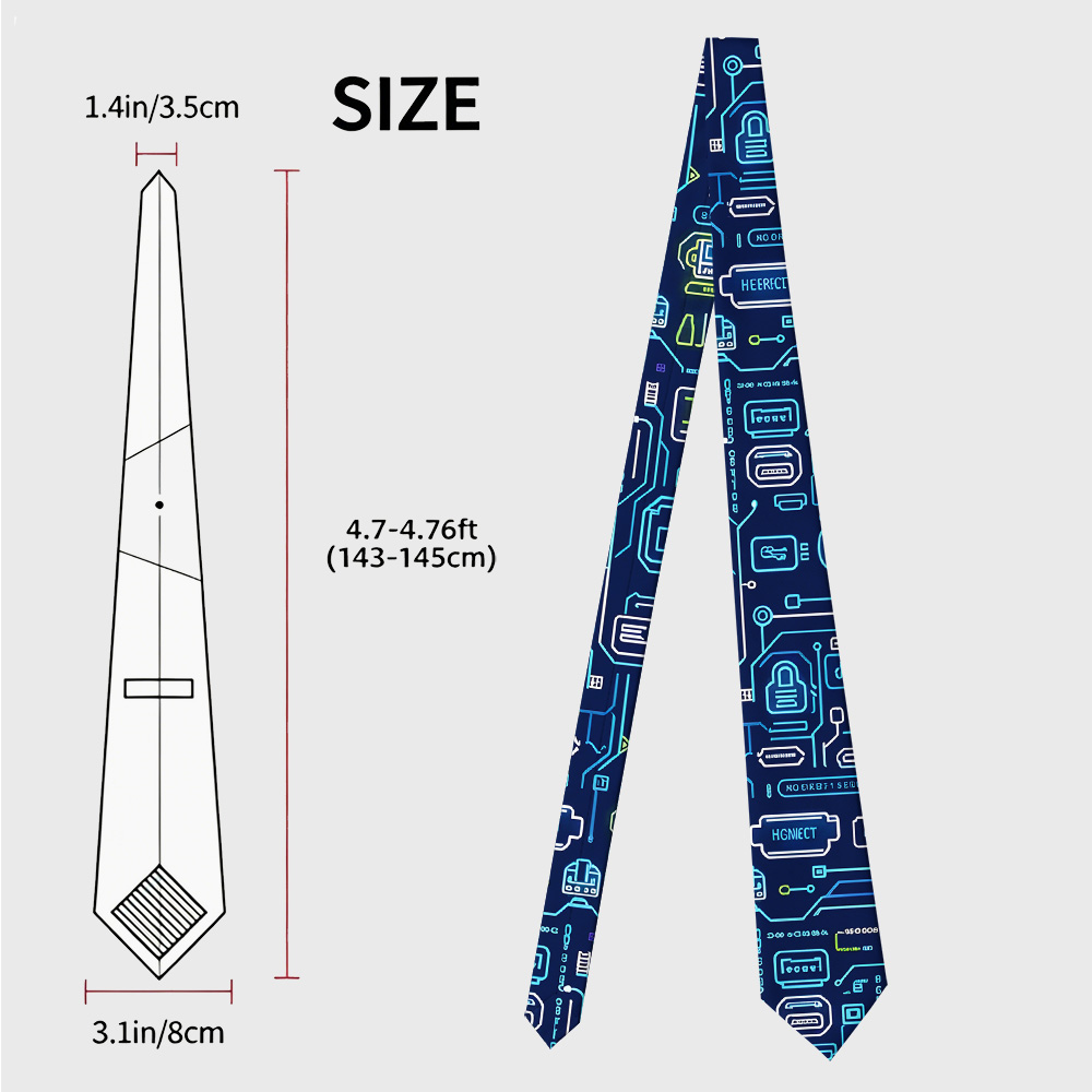 Blue Glowing Circuit-Path Electronics Geek Necktie