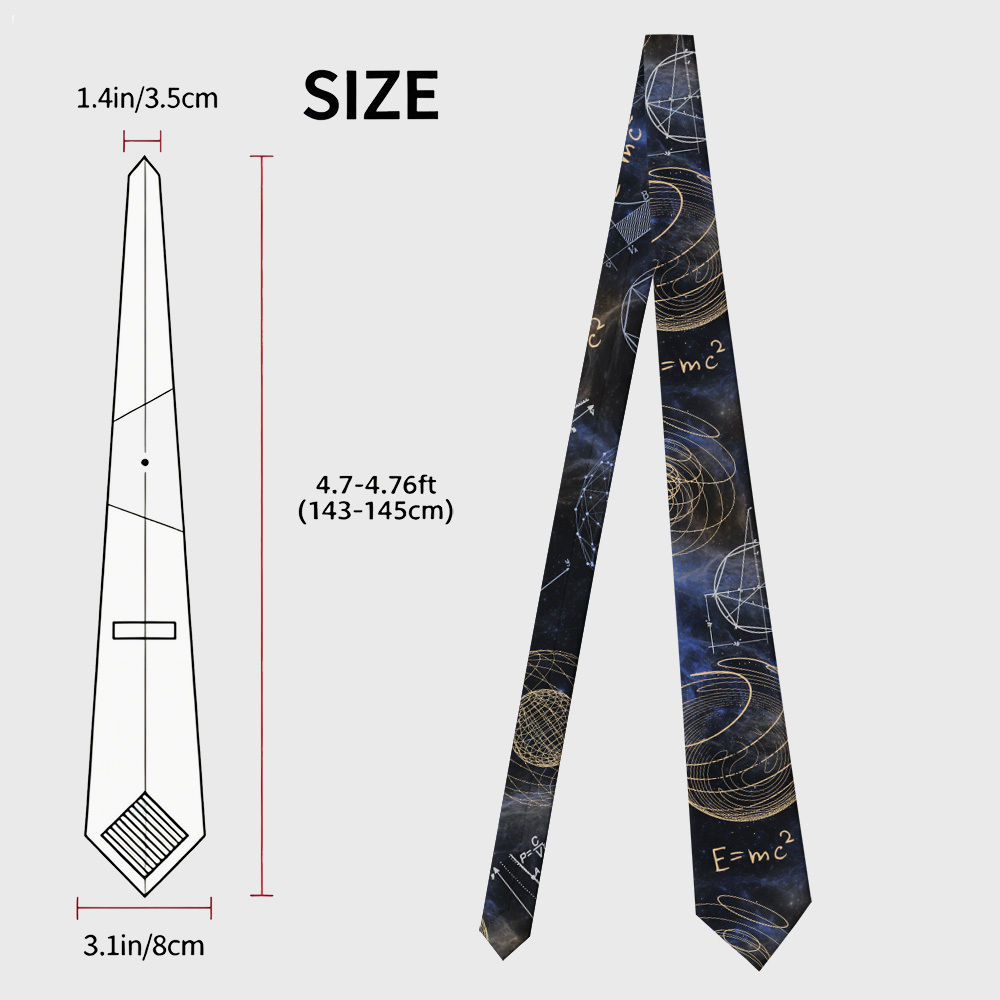 Nebula Cosmos Spherical Geometry Einstein Formula Geek Necktie
