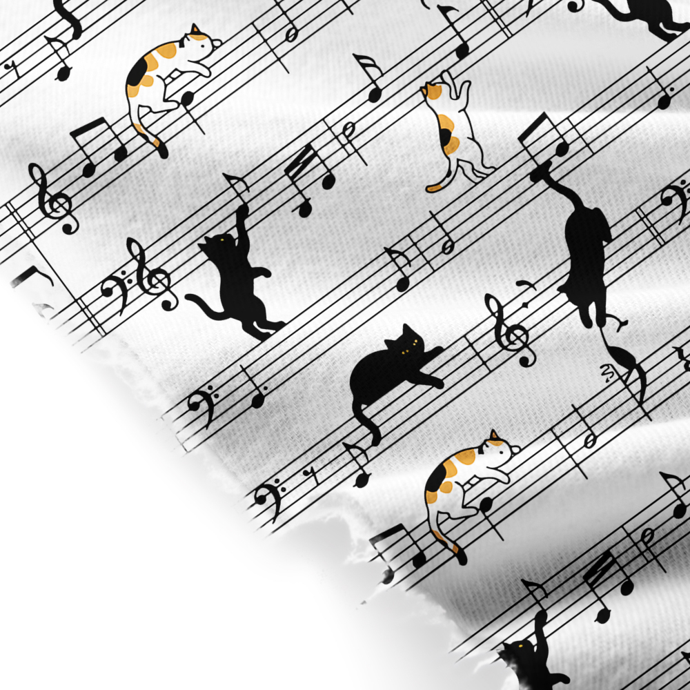 Meow-sic Notes Playful Kittens on Musical Staff Geek Soft Fringed Scarf
