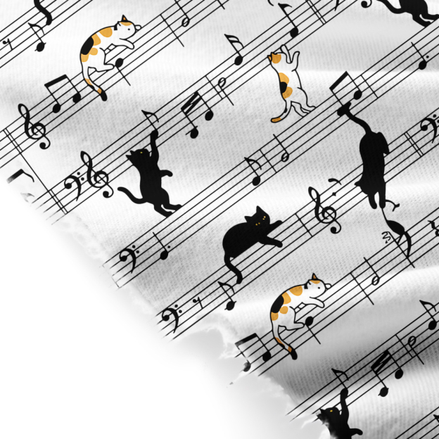 Meow-sic Notes Playful Kittens on Musical Staff Geek Soft Fringed Scarf