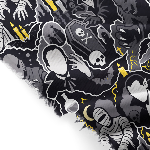 Classic Spooky Monster Collage Geek Soft Fringed Scarf