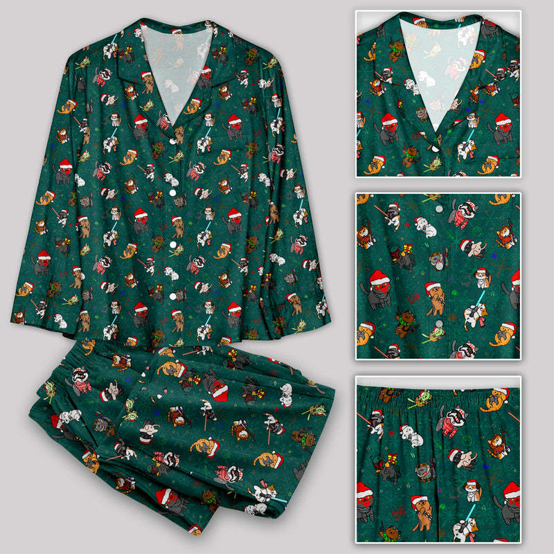 Geeksoutfit Christmas Lightsaber Cat Pajama Sets for Sale