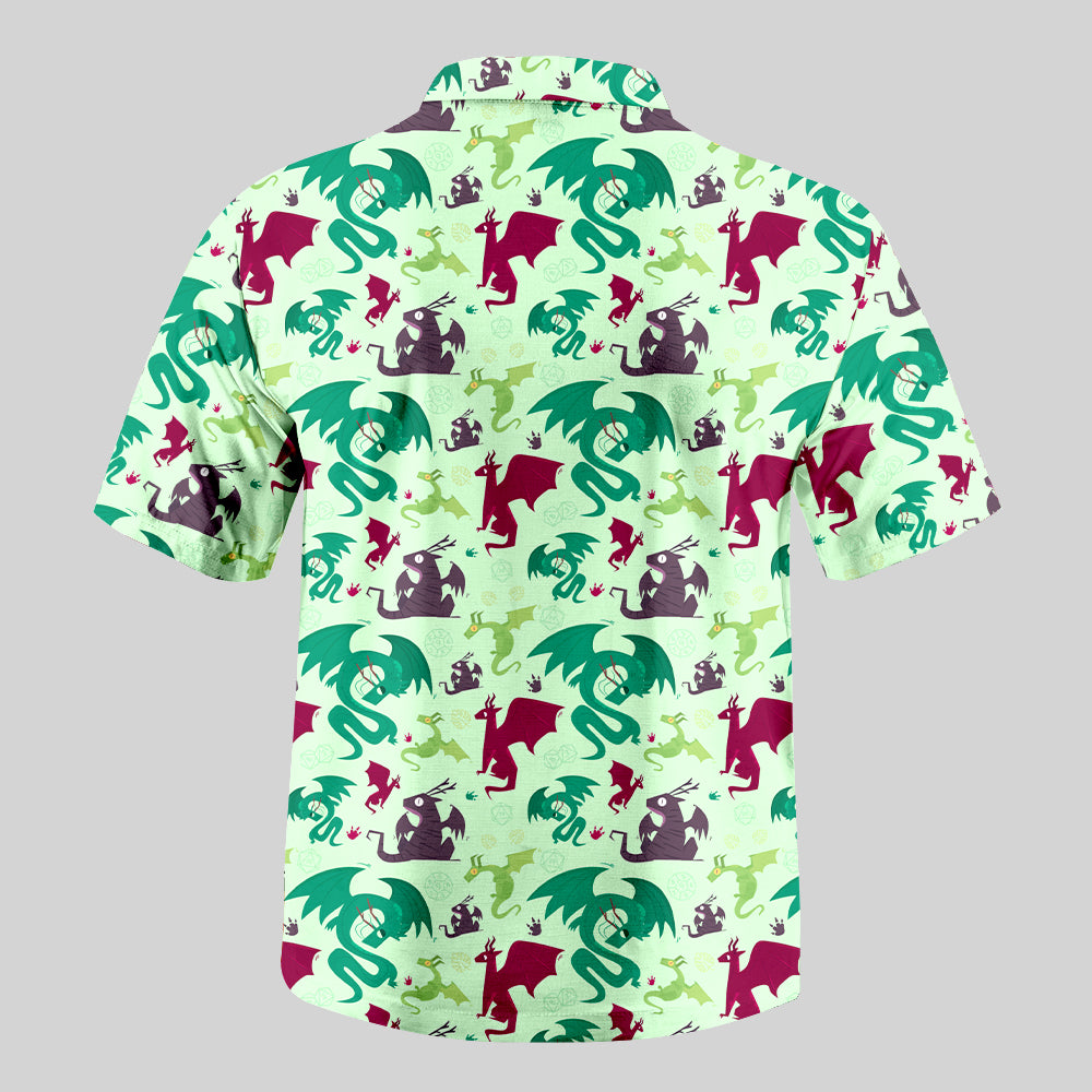 D&D Dragons Pistachio Green Button Up Pocket Shirt