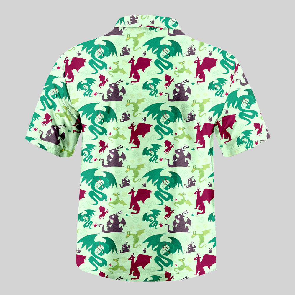 D&D Dragons Pistachio Green Button Up Pocket Shirt