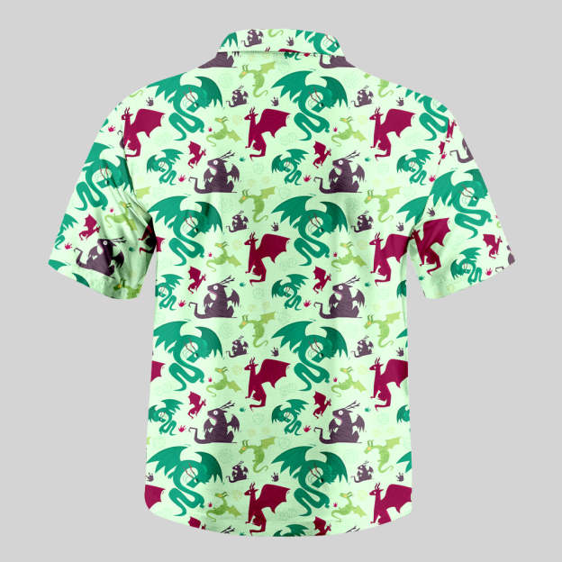 D&D Dragons Pistachio Green Button Up Pocket Shirt