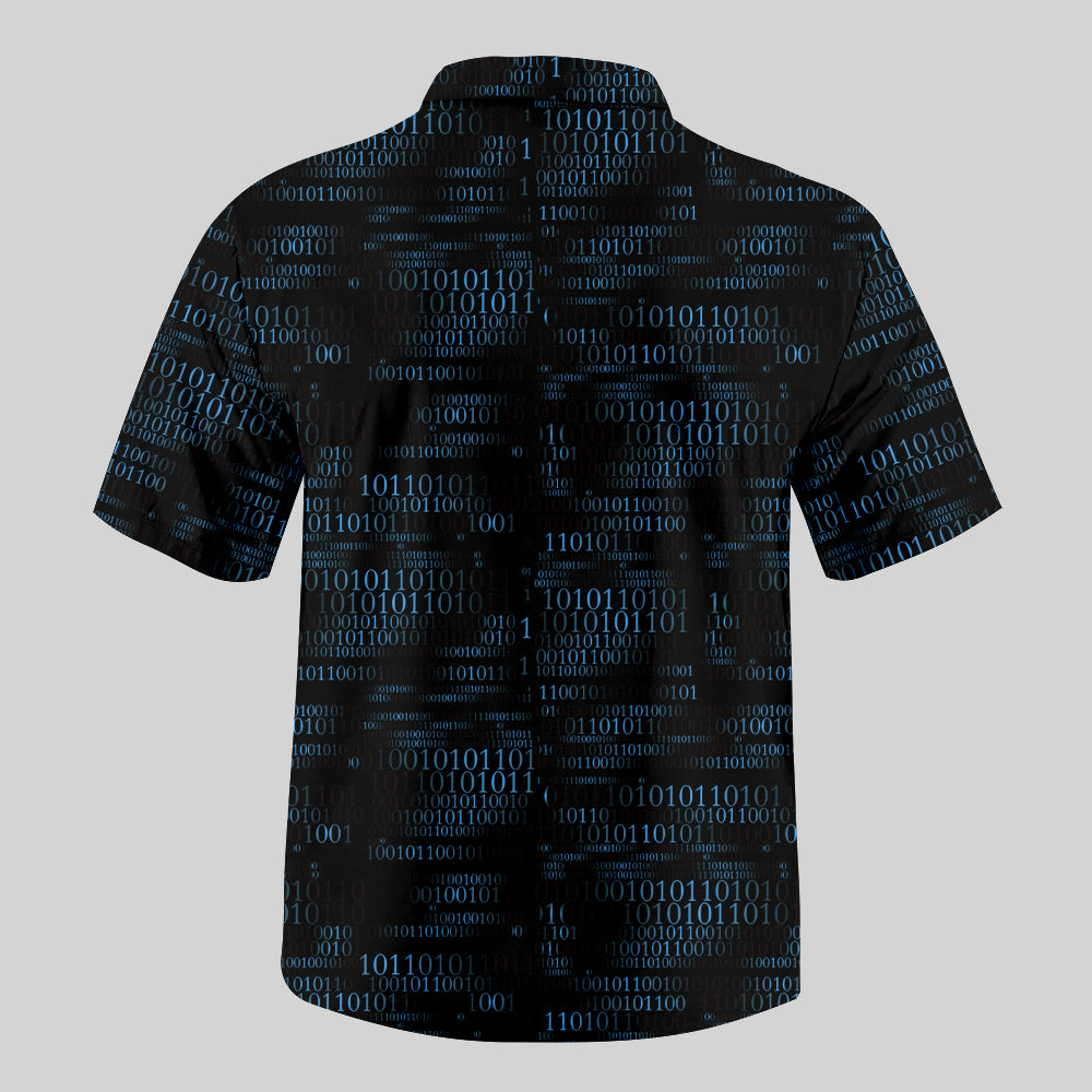 Binary Computer 1s and 0s Black Button Up Pocket Shirt