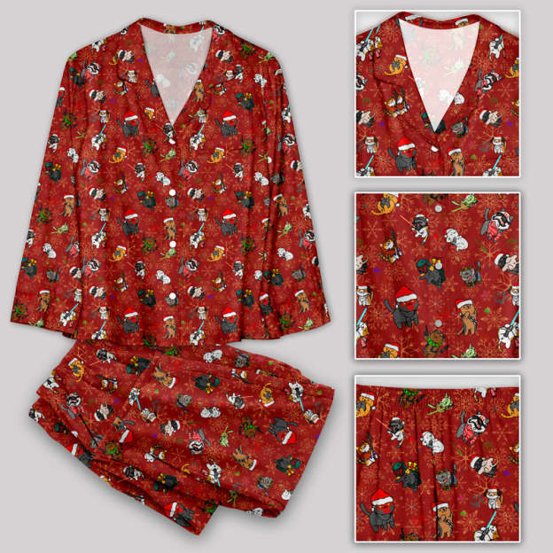 Christmas Lightsaber Cat Pajama Sets
