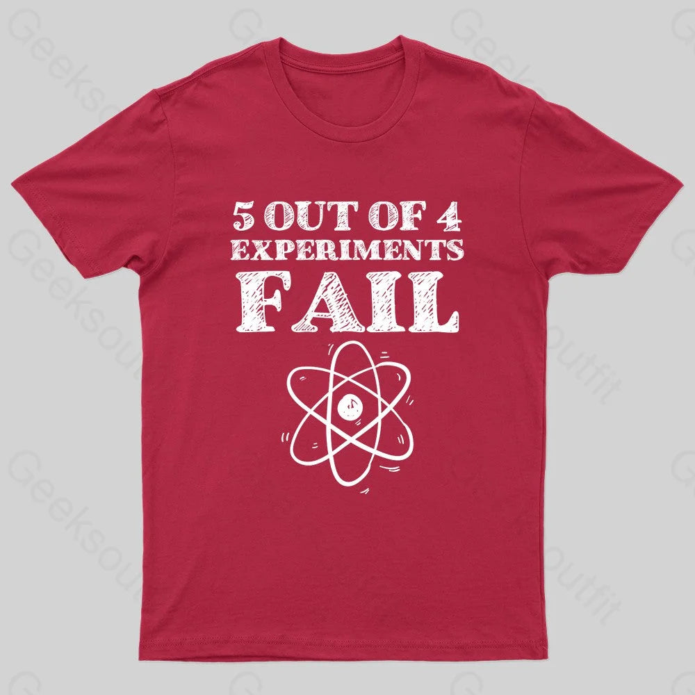 5 Out Of 4 Experiments Fall Geek T-Shirt Red / S