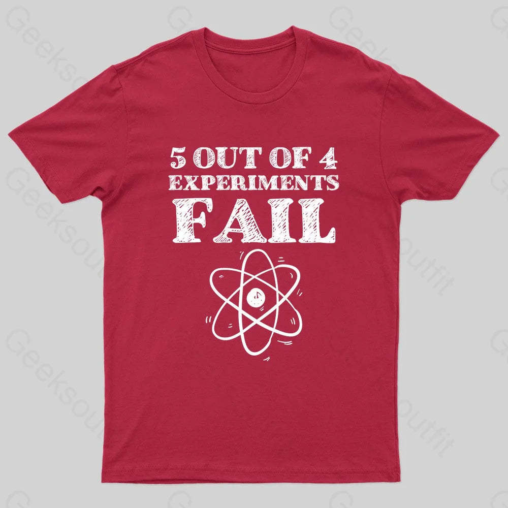 5 Out Of 4 Experiments Fall Geek T-Shirt Red / S