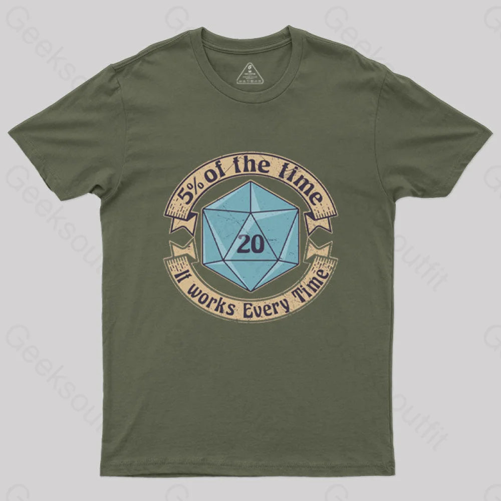 5 Percenter D20 V2 Blue T-Shirt Army Green / S