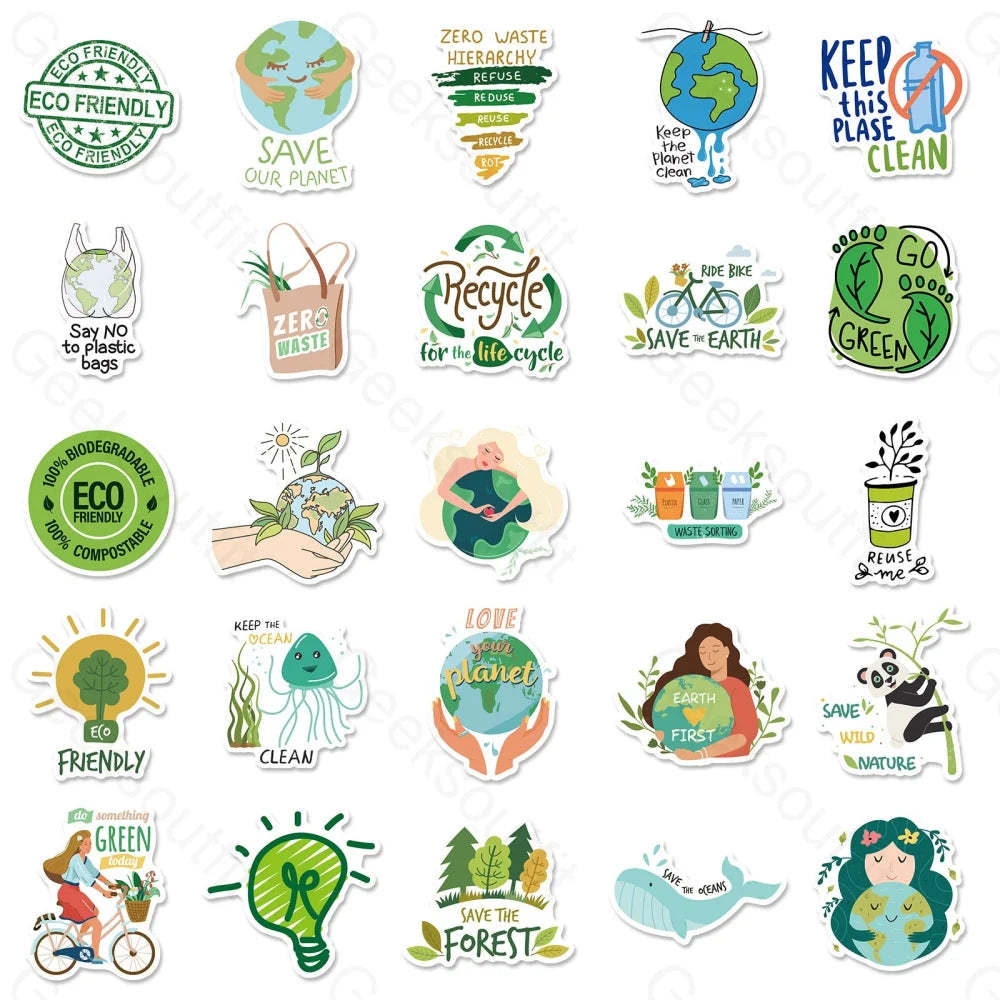 50 Sheets To Protect The Environment Computer Luggage Stickers