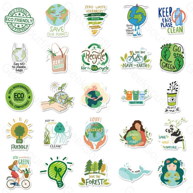 50 Sheets To Protect The Environment Computer Luggage Stickers