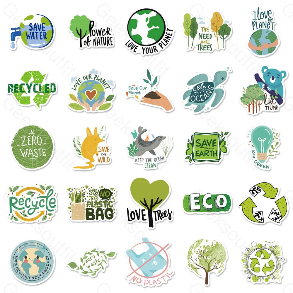 50 Sheets To Protect The Environment Computer Luggage Stickers