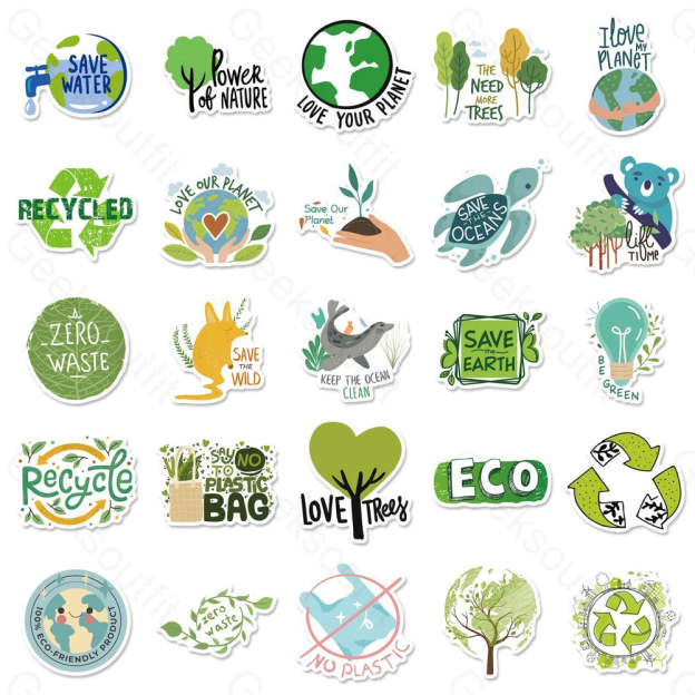 50 Sheets To Protect The Environment Computer Luggage Stickers