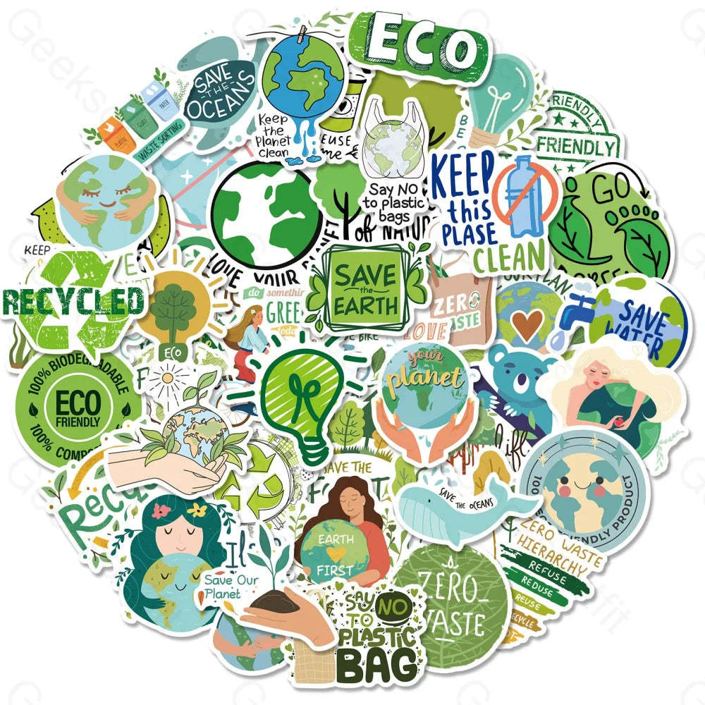 50 Sheets To Protect The Environment Computer Luggage Stickers T01040717 English Environmental