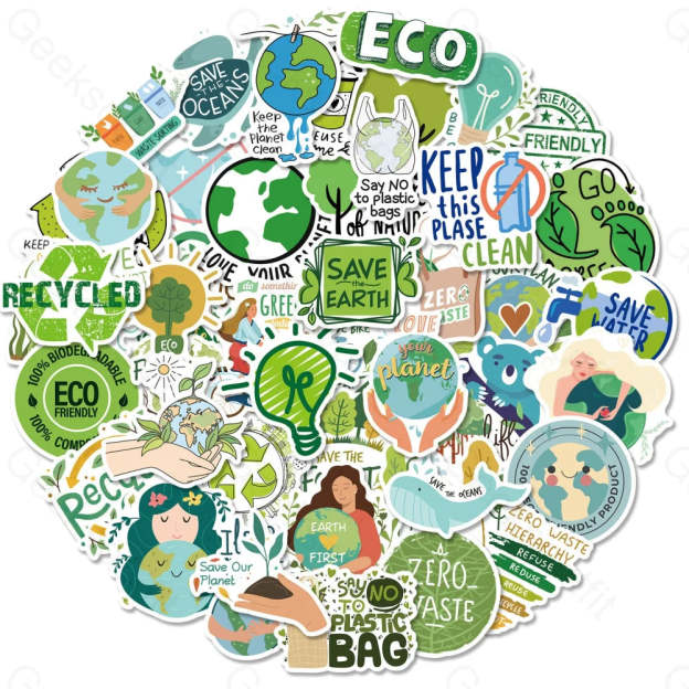 50 Sheets To Protect The Environment Computer Luggage Stickers T01040717 English Environmental