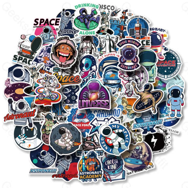 50 Tablets Space Planet Astronaut Stickers T01040342 Photos