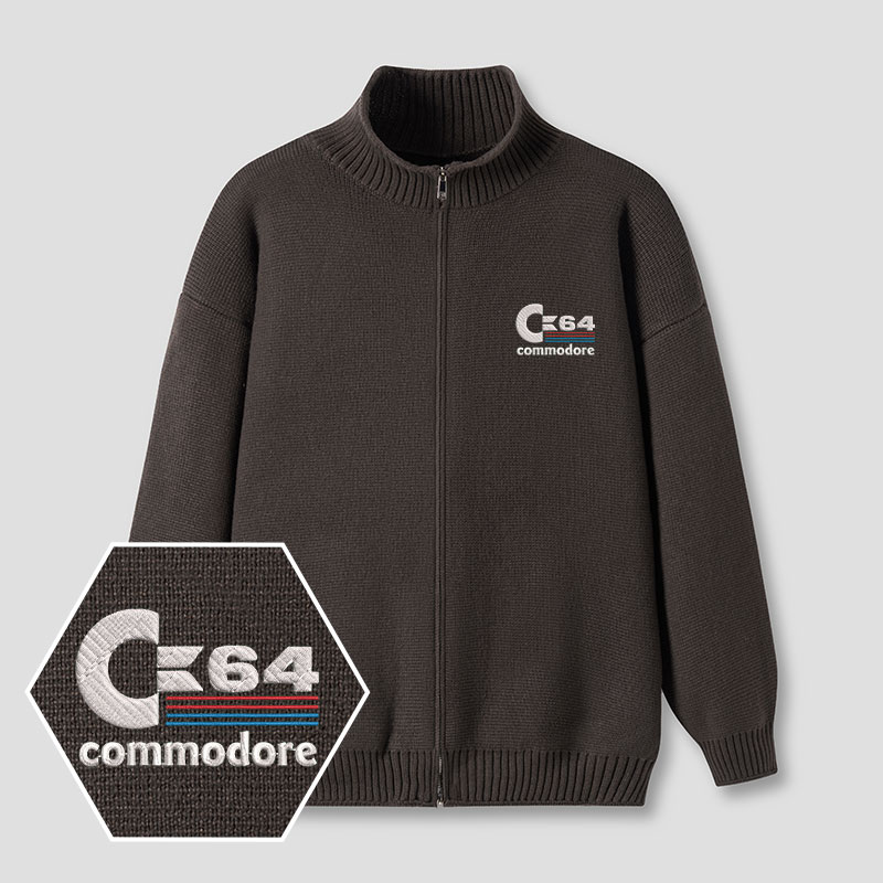 Commodore 64 Embroidered Full‑Zip Cardigan