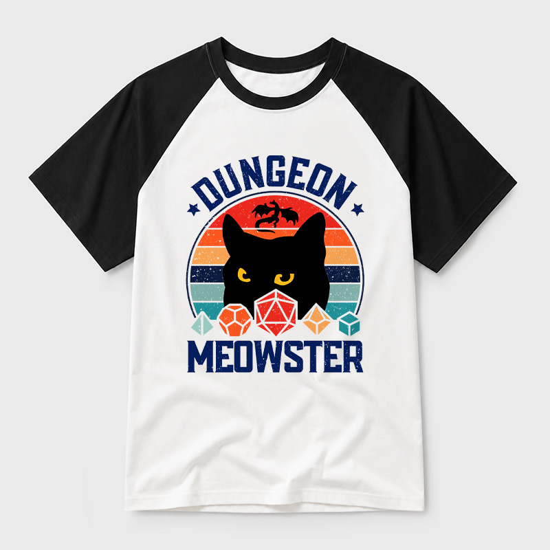 Dungeon Meowster Geek Retro Raglan T-Shirt