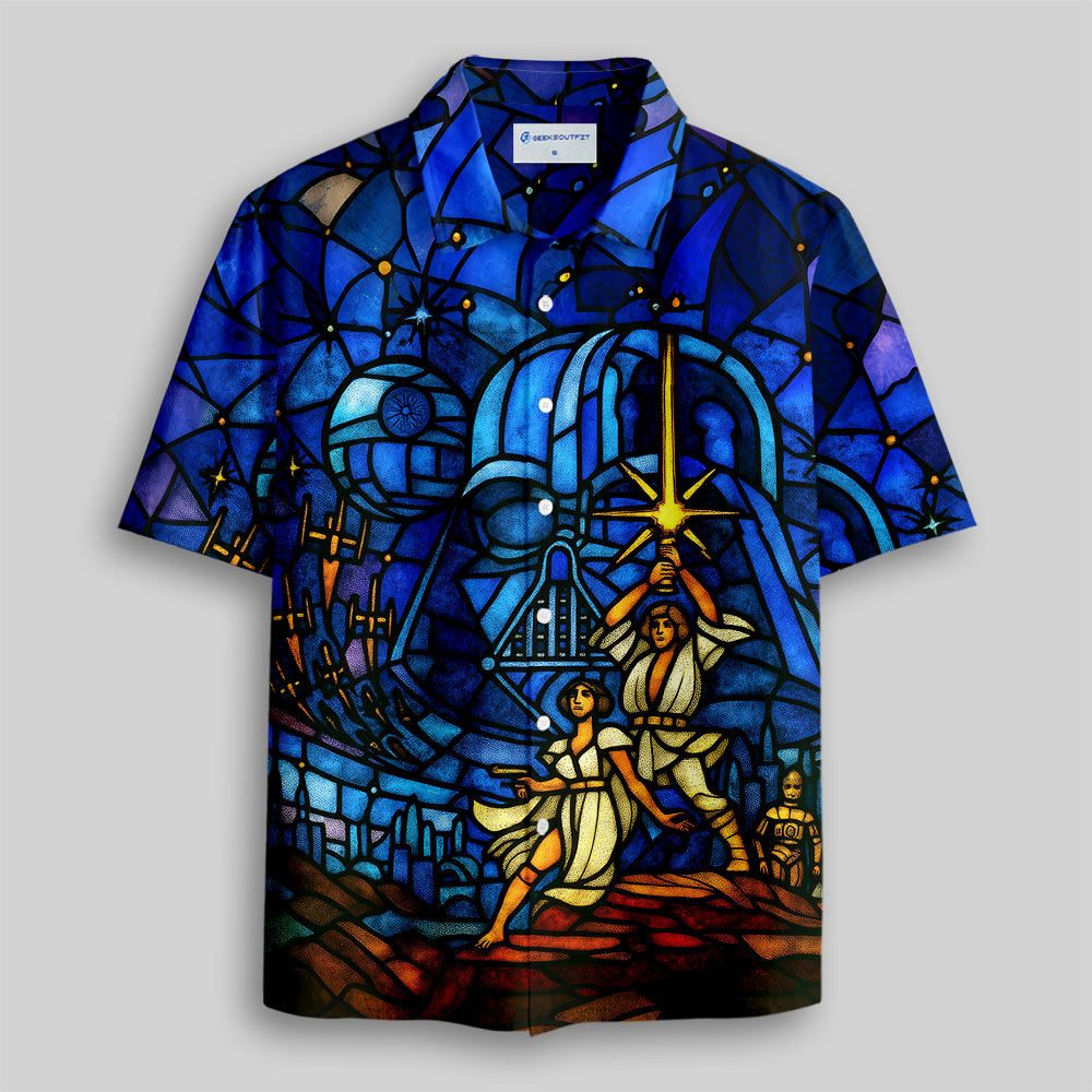 Church Window Grilles Sci-Fi Space War Button Up Pocket Shirt