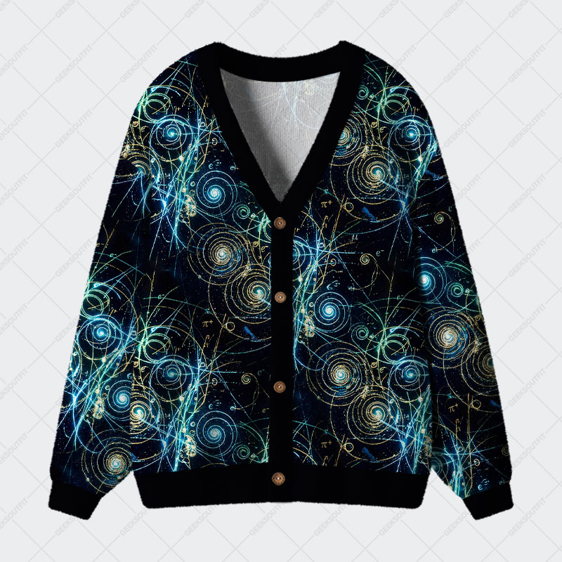 Quantum Spiral Geek Ugly Cardigan Sweaters 